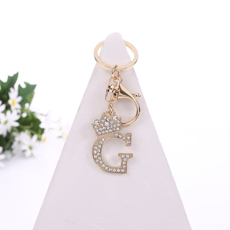 Wholesale Zinc Alloy Alphabet Rhinestone Keychain